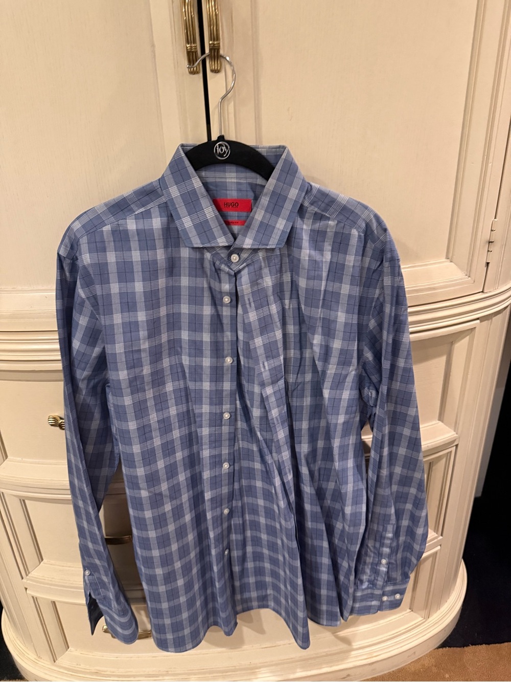 HUGO Blue Plaid Men's Dress Shirt